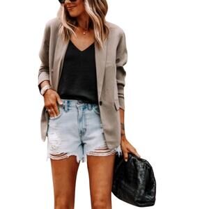 Abercrombie & Fitch Curve Love Mid Rise Boyfriend Jean Shorts Raw Hem Size 26 /2